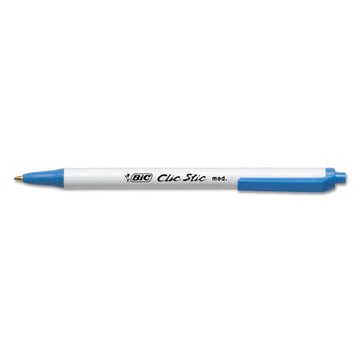 BIC® Clic Stic Ballpoint Pen, Retractable, Medium 1 Mm, Blue Ink, White Barrel, Dozen freeshipping - TVN Wholesale